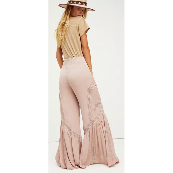 Free People Lovins Easy Lace Wide Leg Palazzo Pull On Pants Boho Romantic Chic S - Picture 15 of 16
